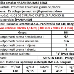 Habanera Base Beige 30x90cm