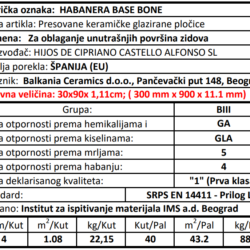 Habanera Base Bone 30x90cm