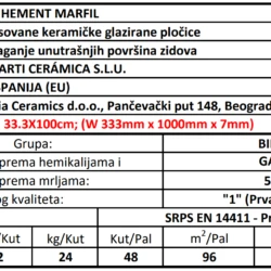 Hement Marfil 33.3x100cm