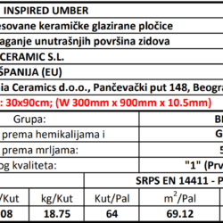 Inspired Umber 30x90cm