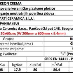 Keon Crema 20x60cm