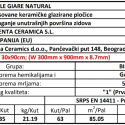 Le Giare Natural 30x90cm