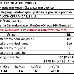 Lenox White Pulido 60x120cm