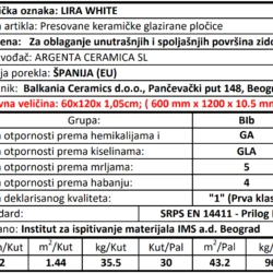 Lira White 60x120cm