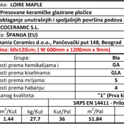 Loire Maple 60x120cm