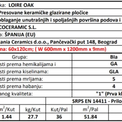 Loire Oak 60x120cm