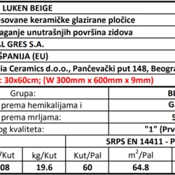 Luken Beige 30x60cm
