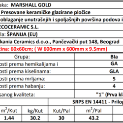 Marshall gold 60x60cm