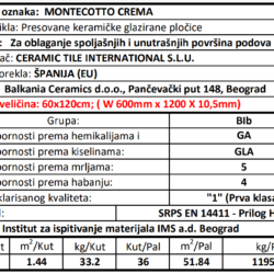 Montecoto Crema 60x120cm