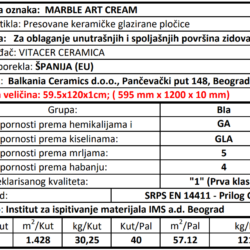 Marble art cream 59.5x120