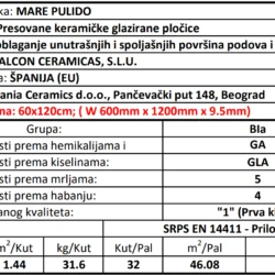 Pulido Mare 60x120cm
