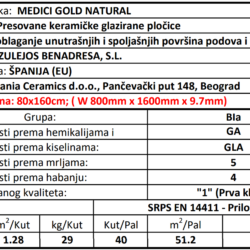 XL Medici Gold Natural 80x160cm