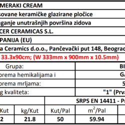 Meraki Cream 33.3x90cm