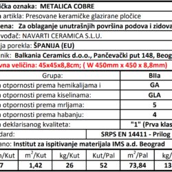 Metalica Cobre 45x45cm