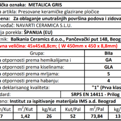 Metalica Gris 45x45cm