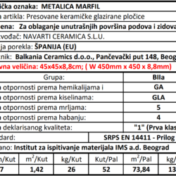 Metalica Marfil 45x45cm