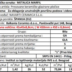 Metalica Marfil 45x45cm