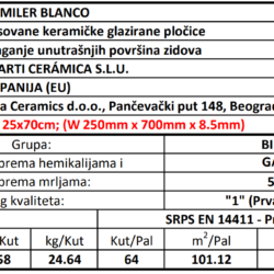 Miler Blanco 25x70cm