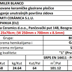 Miler Blanco 25x70cm