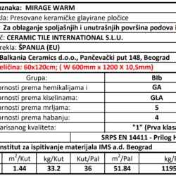 Mirage Warm 60x120cm