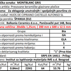 Montblanc Gris 20x60cm