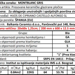 Montblanc Gris 20x60cm