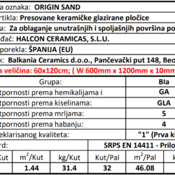 Origin Sand 60x120cm