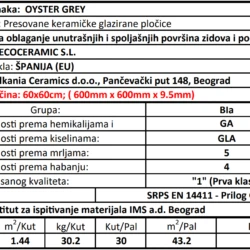 Oyster Grey 60x60cm