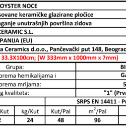 Oyster Noce 33.3x100cm