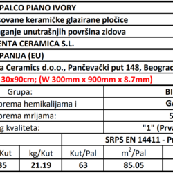 Palco Piano Ivory 30x90cm