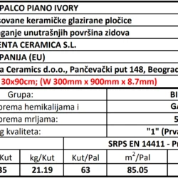 Palco Piano Ivory 30x90cm