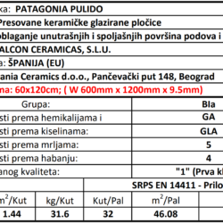 Pulido Patagonia 60x120cm