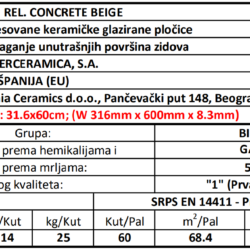 Concrete REL. Beige 31.6x60cm