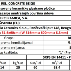 Concrete REL. Beige 31.6x60cm