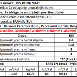 Blanco RLV Duna Mate 30x90cm