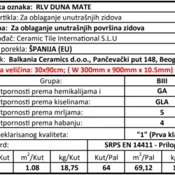 Blanco RLV Duna Mate 30x90cm