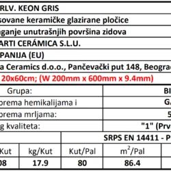 Keon Gris 20x60cm