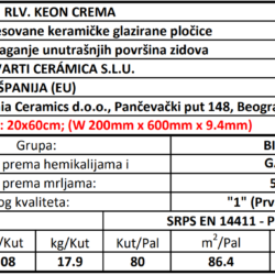 Keon RLV Crema 20x60cm