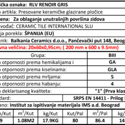 Renoir RLV Decor Gris 20x60cm