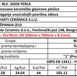 Miler RLV. Sook Perla 25x70cm