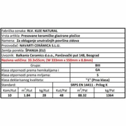 Artan RLV. Klee Natural 33.3x55cm