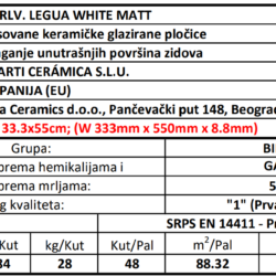 Gualdo RLV Legua White Mate 33.3x55cm
