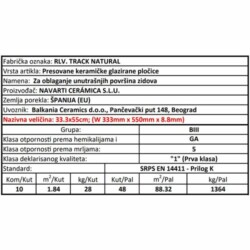 Artan RLV. Track Natural 33.3x55cm