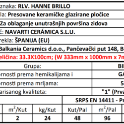Blanco RLV Hanne Brillo 33.3x100cm