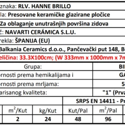 Blanco RLV Hanne Brillo 33.3x100cm