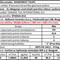 Rainforest Taupe 20x60cm