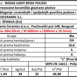 Rodas Light Beige Pulido 60x120cm