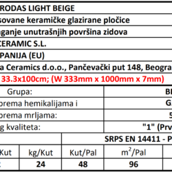 Rodas Light Beige 33.3x100cm