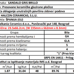 Sandalo Gris Brillo 23.5x66.2cm