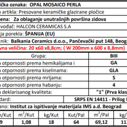 Opal Mosaico Perla 20x60cm